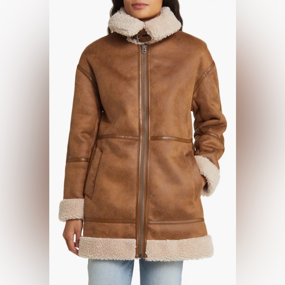 Lucky Brand Women's Faux-Shearling Zip-Front Coat NWOT SIZE XL - Picture 3 of 16